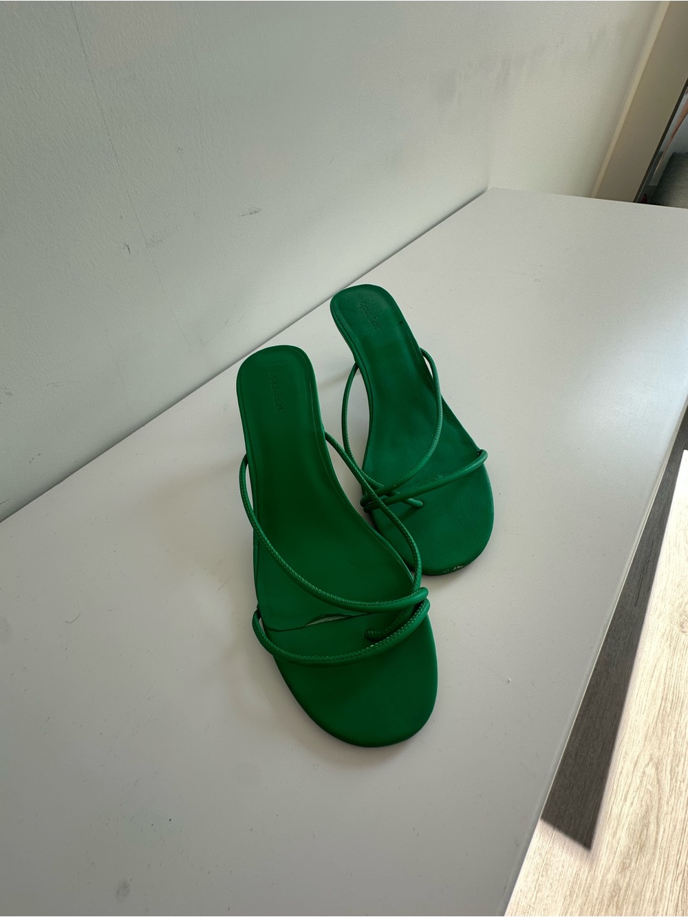 Elegant Green Strappy Slide Heels
